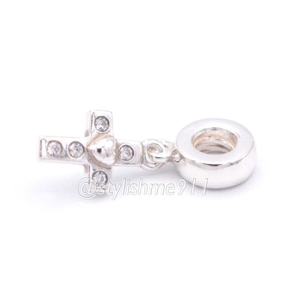 Authentic PANDORA Cross Dangle with Clear CZ Charm - 790355CZ - Picture 6 of 9